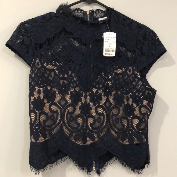 Lace Blue Zip up back - Picture 1 of 3